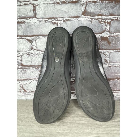 Sesto Meucci Pewter Leather Perforated Back Zip Wedge Shoes Women Sz 11N US/42EU - Picture 7 of 16